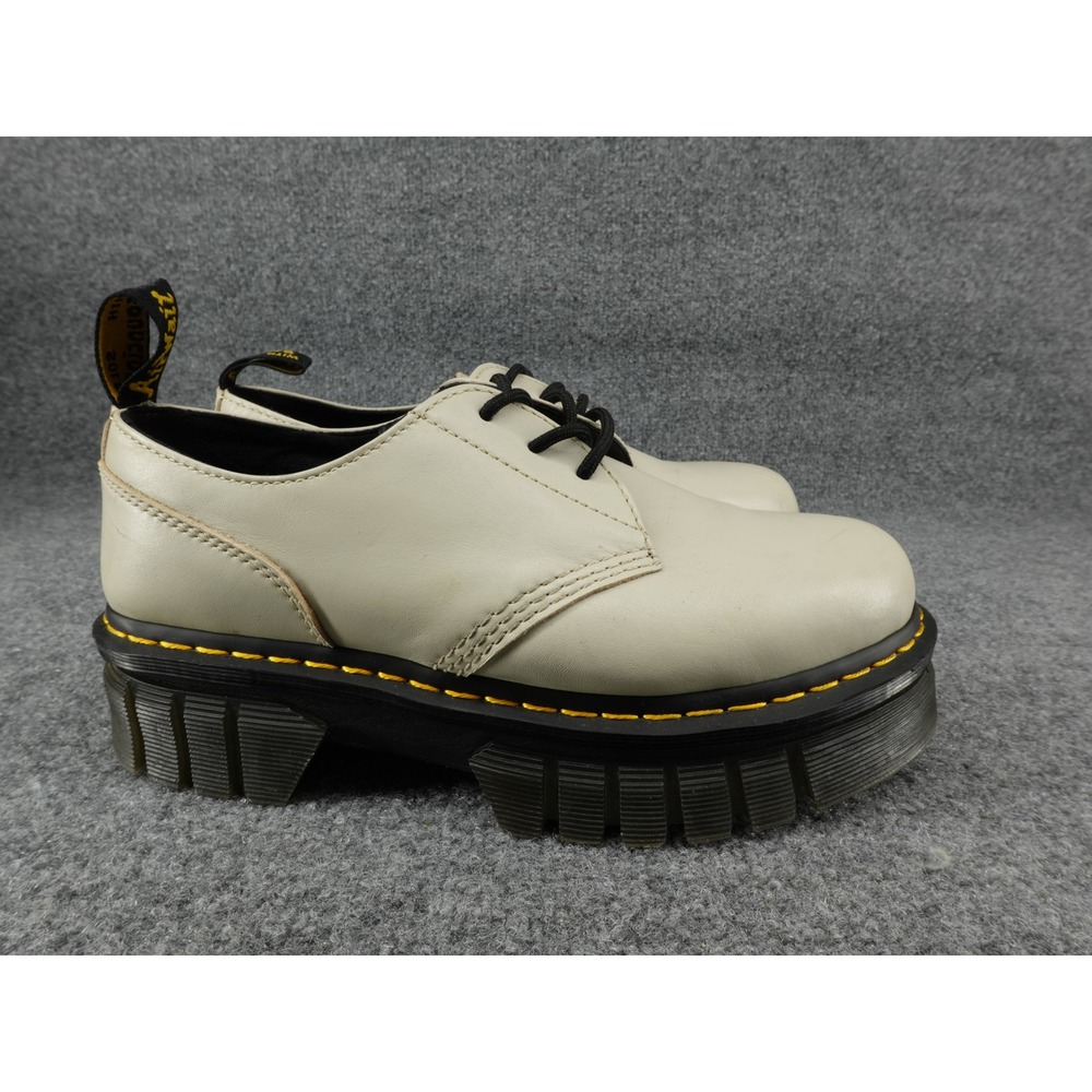 Dr. Martens Audrick 3-Eye Beige Leather Platform‎ Lug Sole Shoes Womens 11